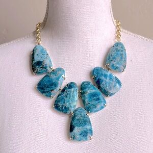 Kendra Scott Harlow Bib Statement Necklace Aqua Apatite Gold